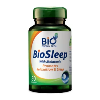 بيو سليب Bio Sleep كبسولات طبيعية تحتوي على الميلاتونين وبلسم الليمون (ميليسا) المركز والمغنيسيوم | لدعم الاسترخاء والنوم | منتج حلال