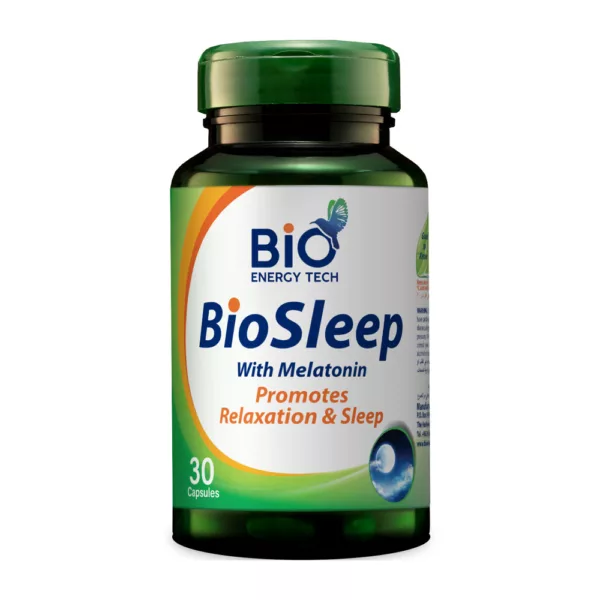 بيو سليب Bio Sleep كبسولات طبيعية تحتوي على الميلاتونين وبلسم الليمون (ميليسا) المركز والمغنيسيوم | لدعم الاسترخاء والنوم | منتج حلال